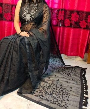 Half Silk Saree – Elegant Embroidery Design