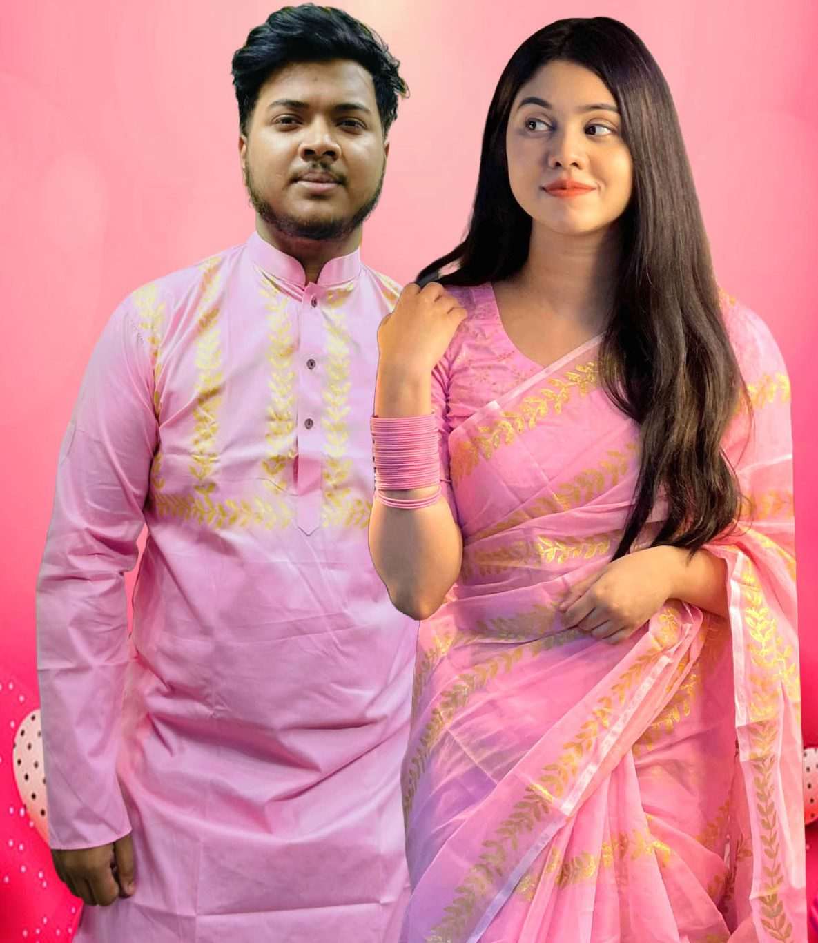 Eid Special Saree-Panjabi Couple Set – A Perfect Blend of Style & Tradition! - Image 3