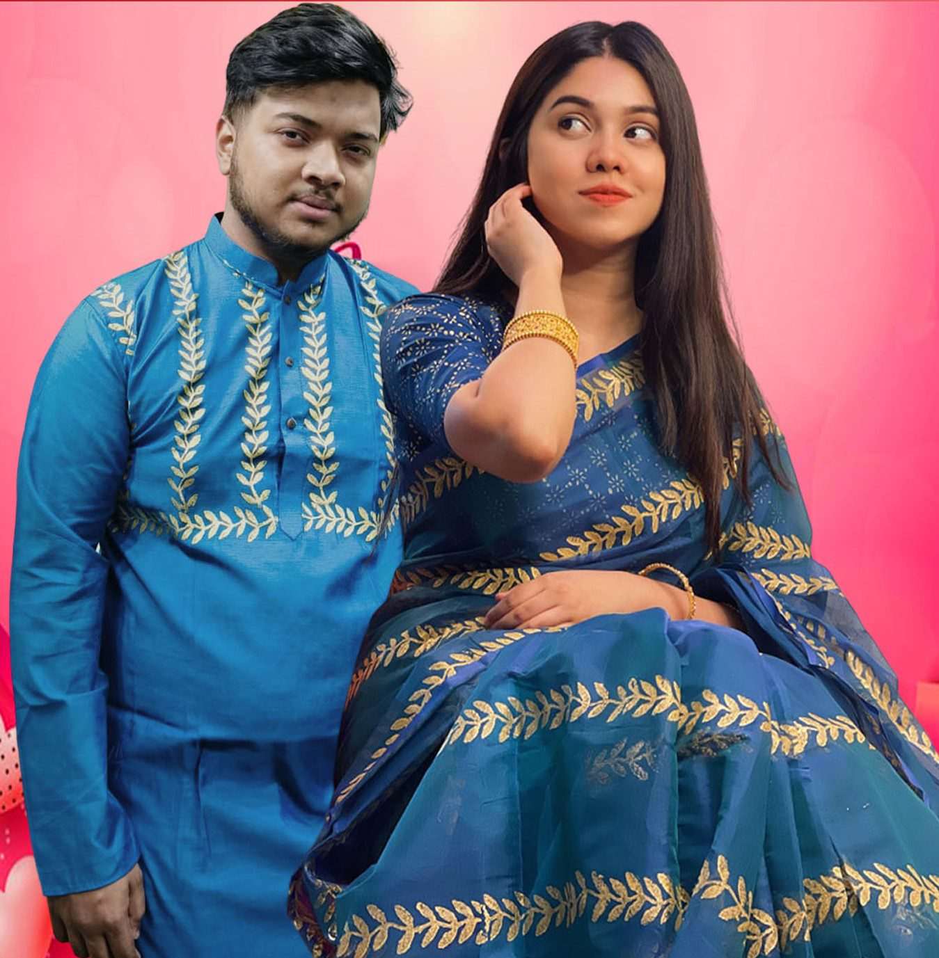 Eid Special Saree-Panjabi Couple Set – A Perfect Blend of Style & Tradition! - Image 4