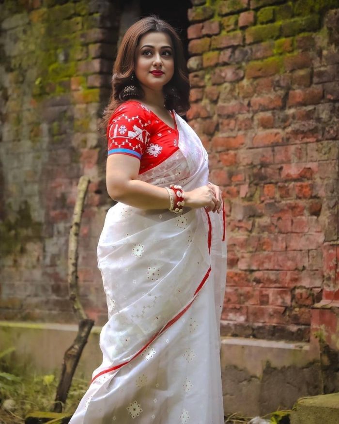 Premium Skin Print Half Silk Saree - Image 2