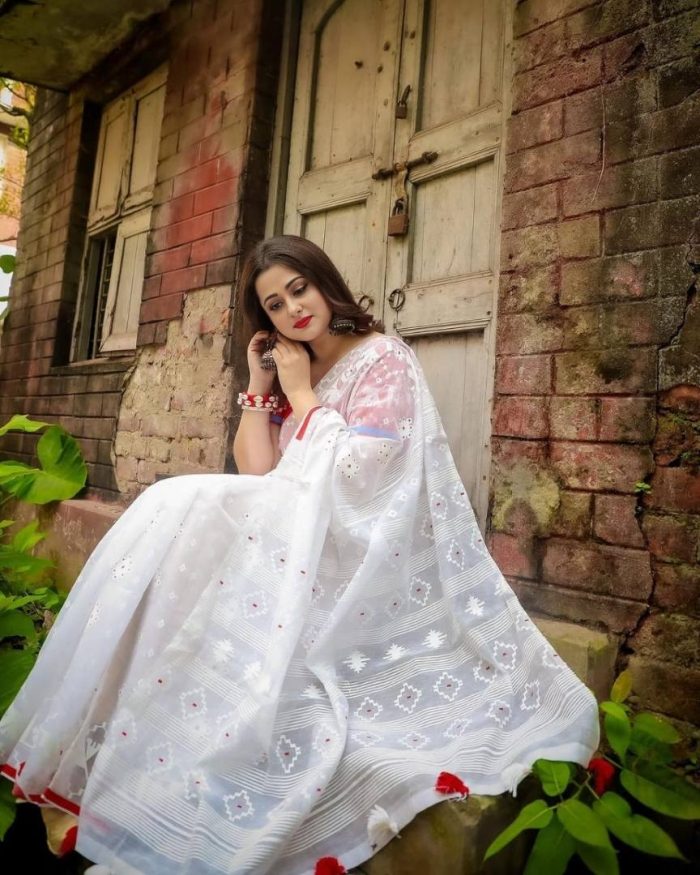 Premium Skin Print Half Silk Saree - Image 3