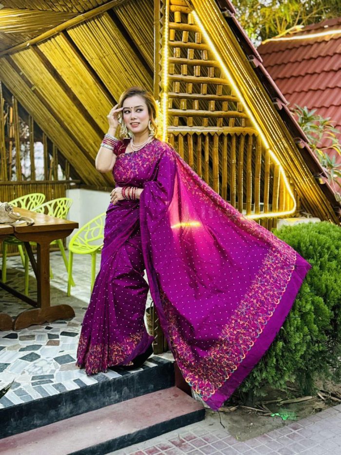 Dhupian Silk Saree – A Touch of Luxury with a Splash of Style! - Image 4