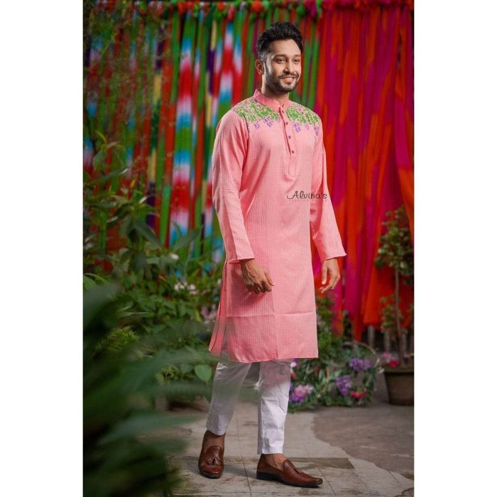 Fashionable Block Printed Dhupian Silk Panjabi ( PAN507 ) - Image 6