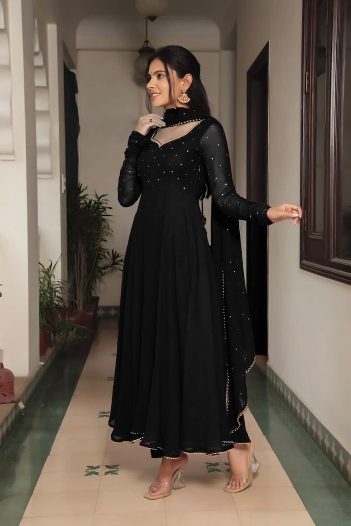 Georgette plain heavy flair party wear gown