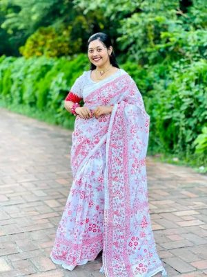Half silk print sharee