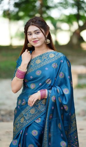 Premium Japani Silk Screen Print Sharee with Blouse Piece
