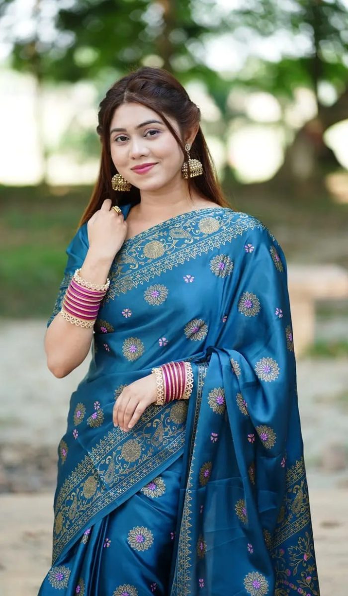 Premium Japani Silk Screen Print Sharee with Blouse Piece