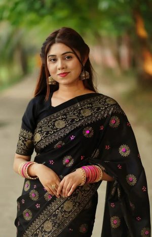 Premium Japani Silk Screen Print Sharee with Blouse Piece
