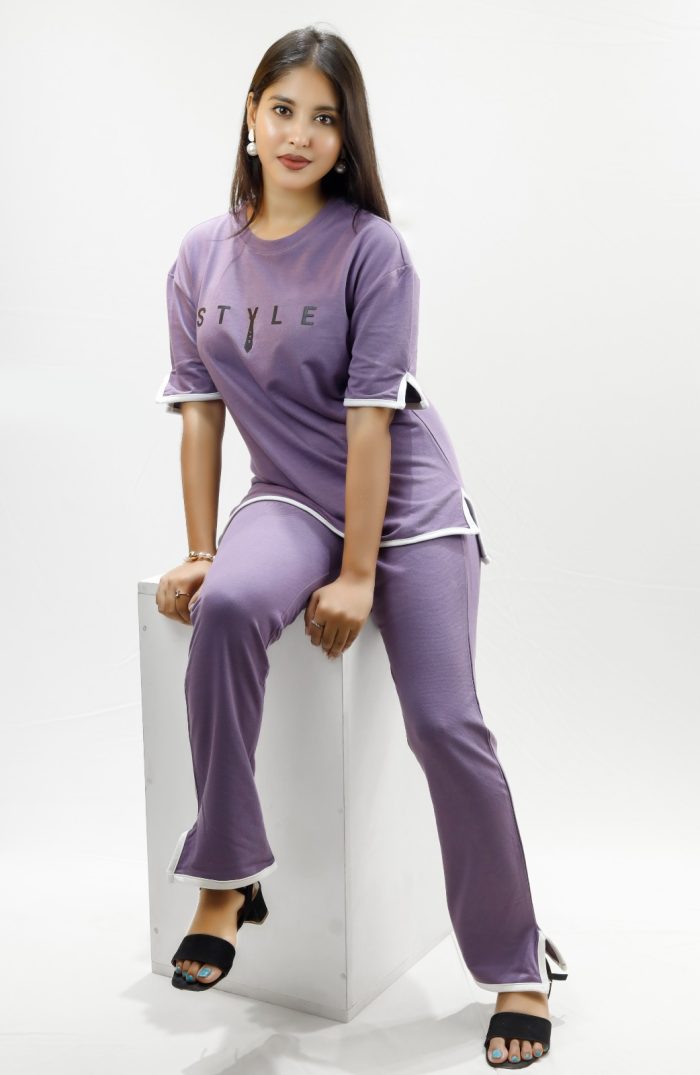 Ladies Summer Set – Premium Export Quality -purple - Image 2
