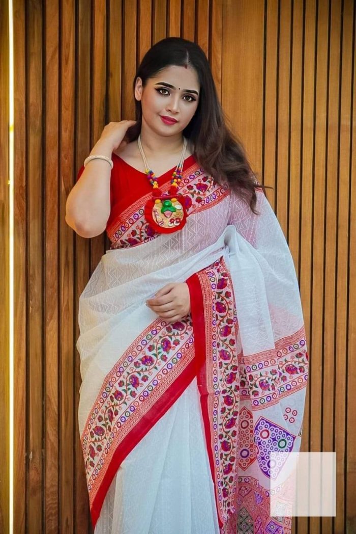 Half Silk Sharee with Blouse Piece