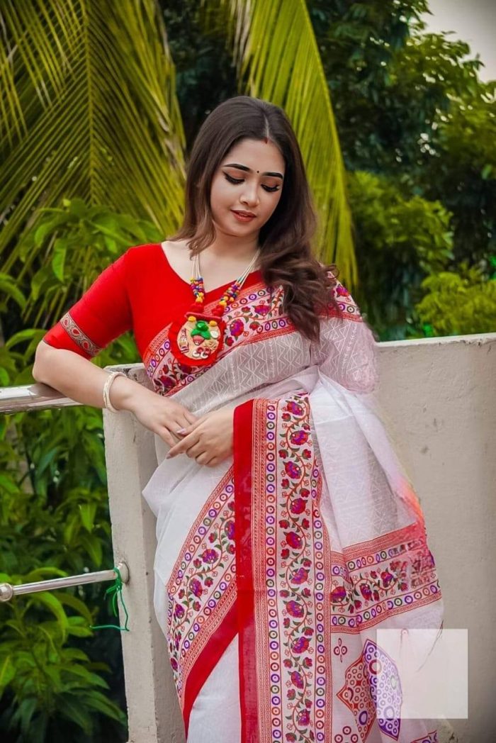 Half Silk Sharee with Blouse Piece
