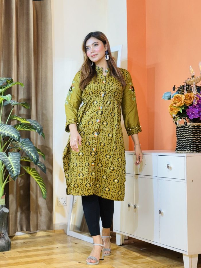Motif Screen print with Embroidery