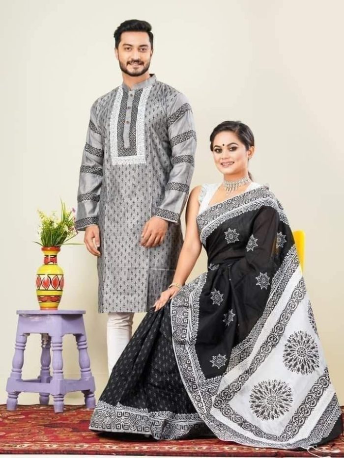 Block Printed Dhupian Silk Couple Set ( NEW239 ) - Image 3