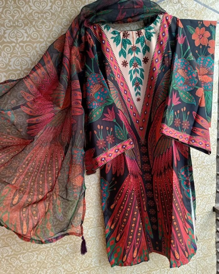 Digital Print Three Piece – Sinitic Silk with Artistic Print