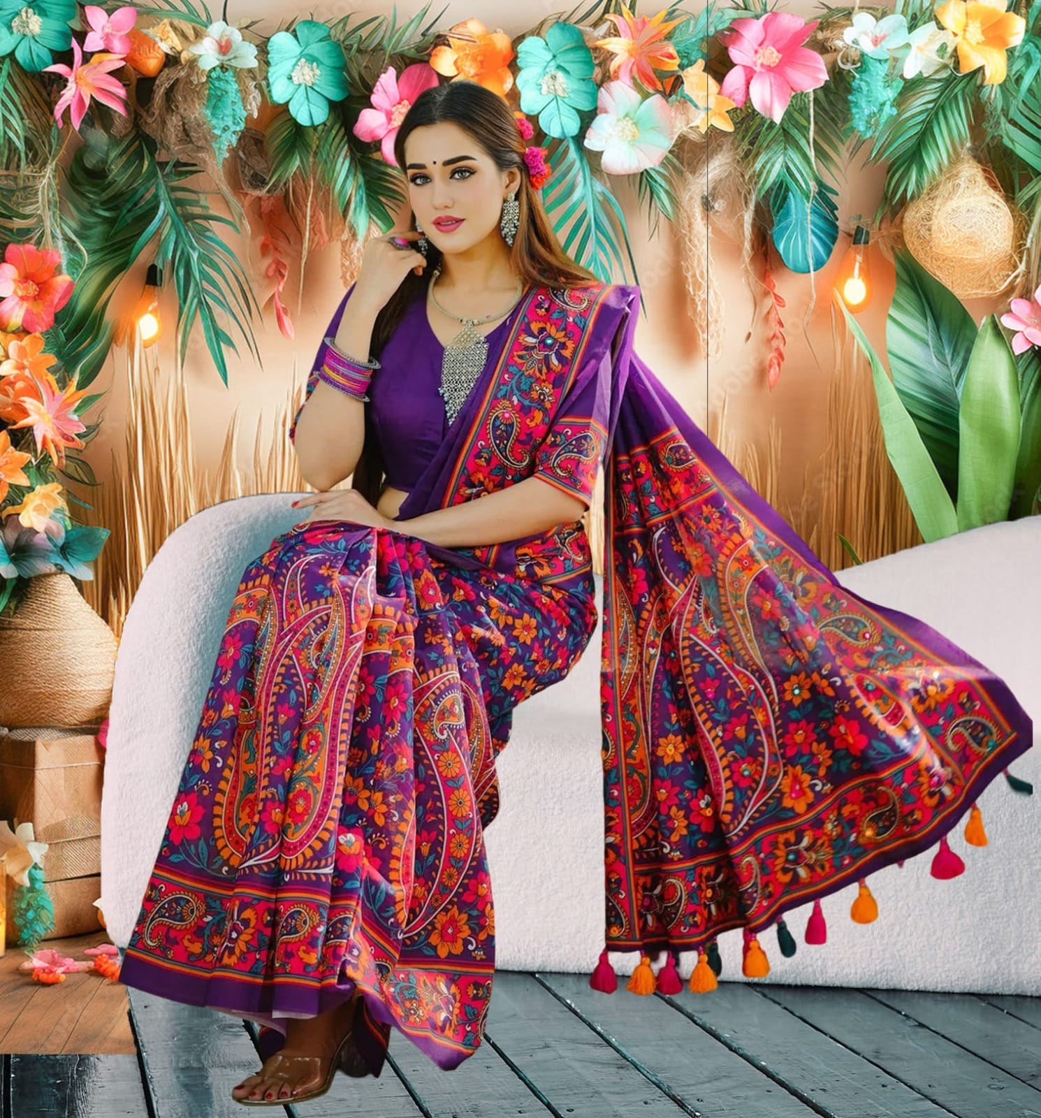 Digital Print Premium Chanduri Silk Sharee