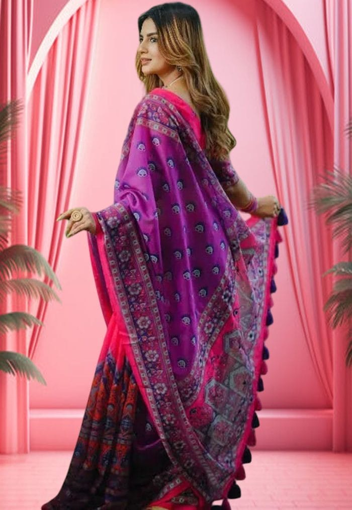 Digital Print Premium Chanduri Silk Sharee v2 - Image 2