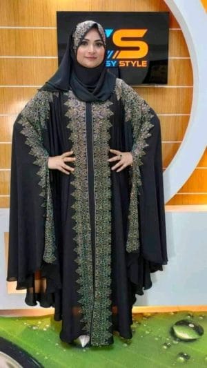 Dubai Cherry Borka with Hijab Premium Fabric & Stone