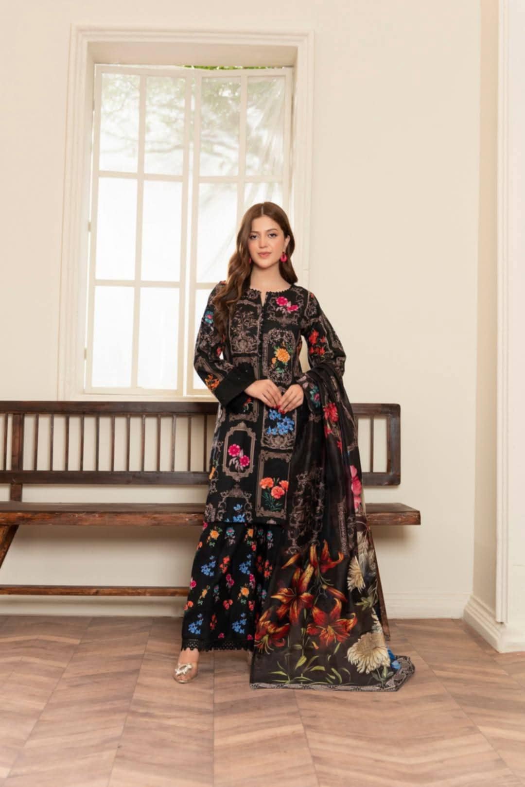 Dubai Cherry Kamiz & Salwar with Georgette Orna