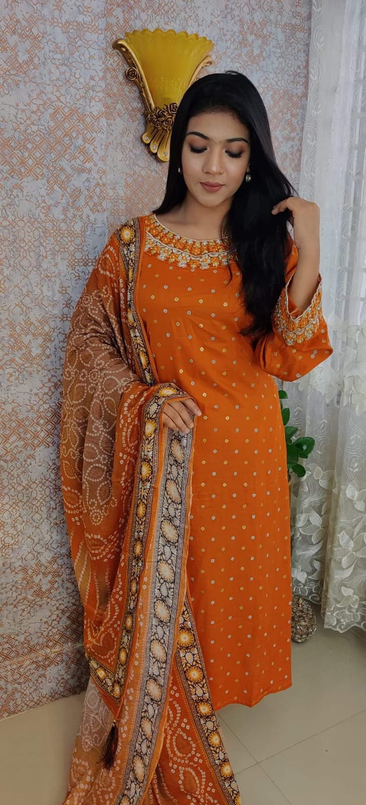 Premium Embroidered Kamiz with Skin Print
