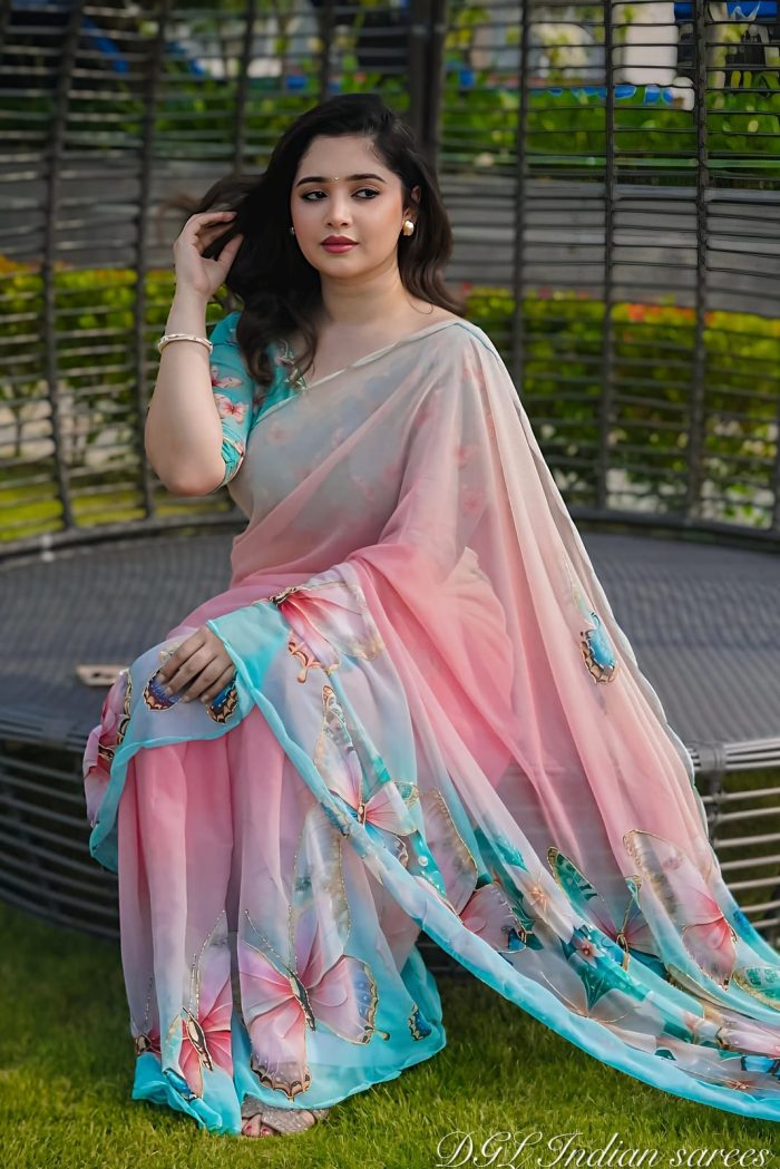 Premium Digital Print Topetor Silk Sharee